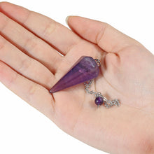 Load image into Gallery viewer, 9pcs Set Heart Amethyst Crystal Pendulum Chakra Worry Stone Meditation Healing