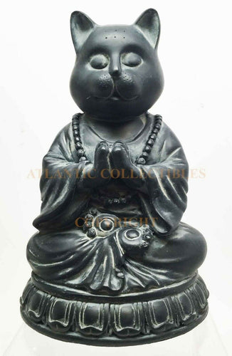 Ancient Meditating Cat on Lotus Levitating Buddha Figurine Zen Statue 6