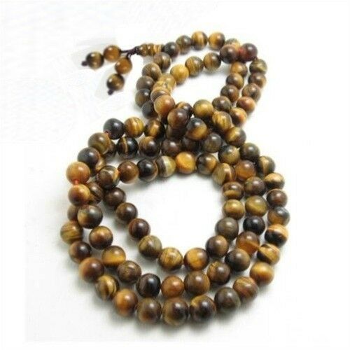 Delicate Tibetan 108 6mm Tiger Eye Yoga Meditation Prayer Beads Mala Necklace