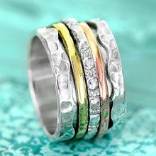 Load image into Gallery viewer, Sterling Silver 925 Spinning Ring Meditation Spin Spinner Golden Tapping New