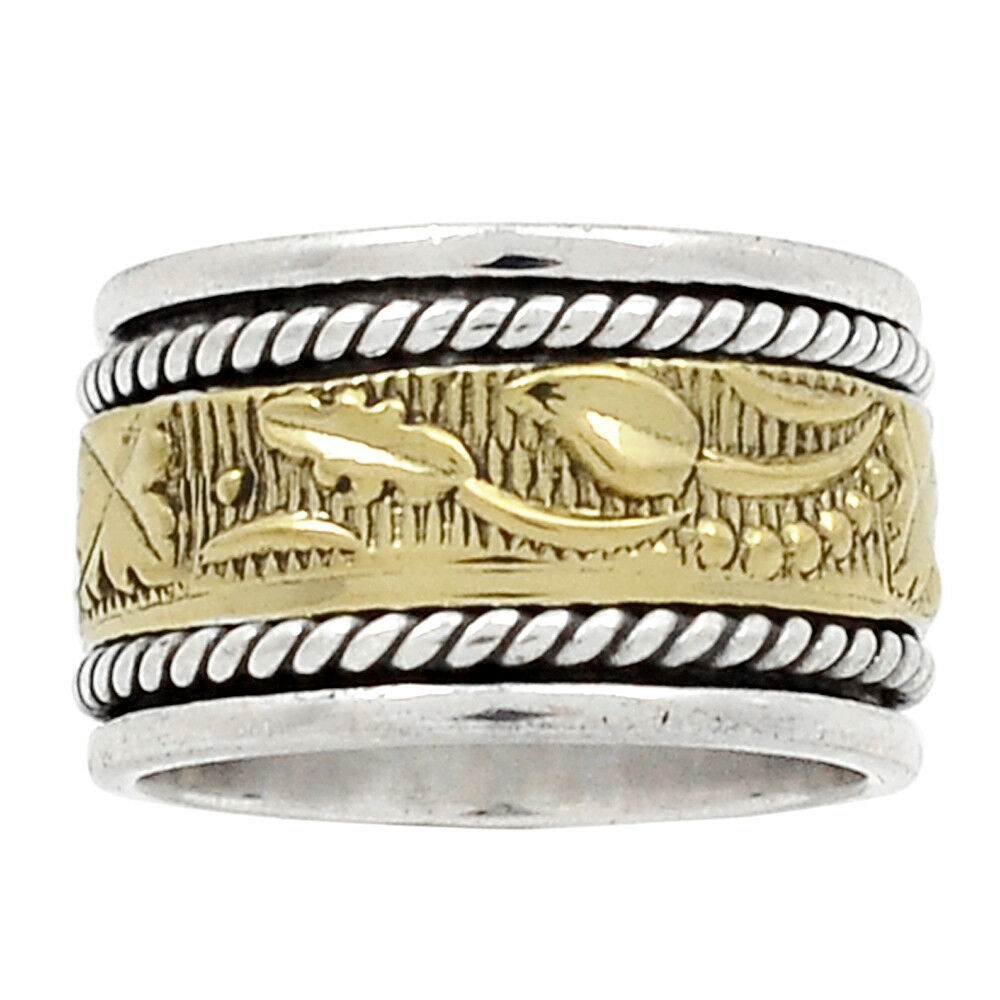 Meditation Spin Ring 925 Sterling Silver Two Tone Jewelry SMR71