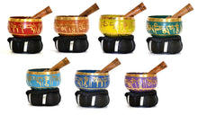 Load image into Gallery viewer, Seven 7 Chakra Set TIBETAN Meditation SINGING BOWL MALLET CUSHION Reiki Yoga