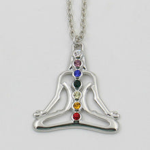 Load image into Gallery viewer, CHAKRA NECKLACE 18&quot; Chain Yoga Meditation Buddha Multi Color Rhinestone Pendant