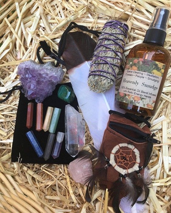 15 Pcs Healing Crystal Set, Smudge Kit,Terminated Pencil Set,Meditation Kit
