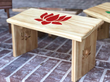 Load image into Gallery viewer, Hand Made Red Lotus Meditation Bench. Hand Painted Lotus Flower and Lotus Legs
