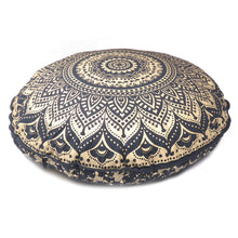 Load image into Gallery viewer, Black And Gold Mandala Floor Pillow Cover Bohemian Meditation Cushion Cover