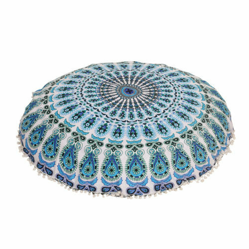 Large Mandala Floor Pillows Round Bohemian Meditation Cushion Cover Ottoman Pouf