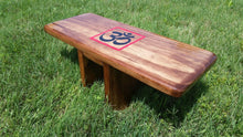 Load image into Gallery viewer, Hand Crafted Chestnut Stain Pi Meditation Bench With Hand Painted OM