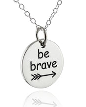 Load image into Gallery viewer, Be Brave Arrow Necklace - 925 Sterling Silver - Round Bravery Pendant Gift NEW