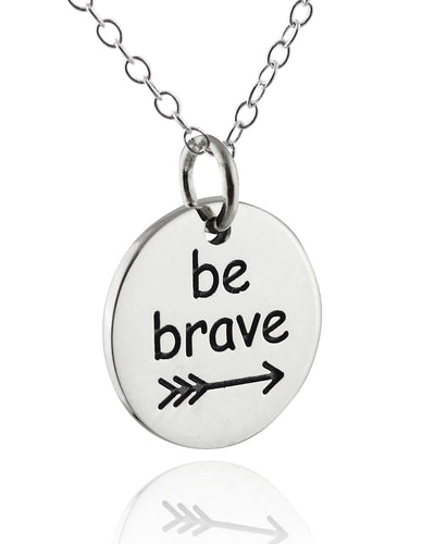 Be Brave Arrow Necklace - 925 Sterling Silver - Round Bravery Pendant Gift NEW