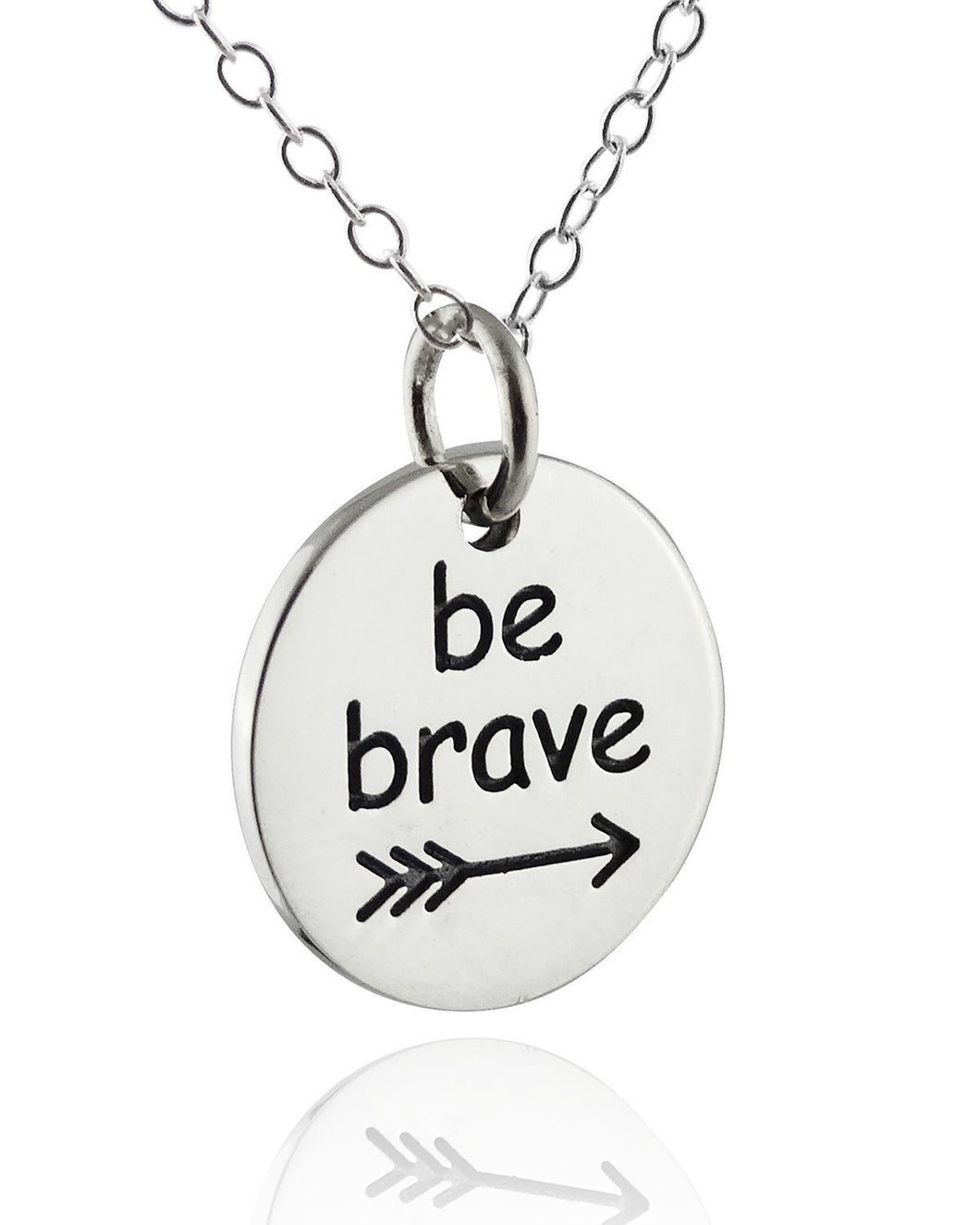 Be Brave Arrow Necklace - 925 Sterling Silver - Round Bravery Pendant Gift NEW
