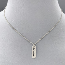 Load image into Gallery viewer, Simple Silver Finish Brass Be Brave Engraved Bar Shape Pendant Dangle Necklace