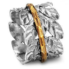Load image into Gallery viewer, Leaf Spinner Ring Sterling Silver Women Meditation Branch Wide Band Size 6 7 8 9