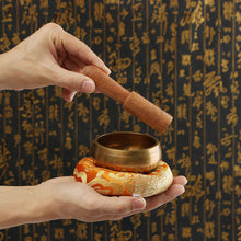 Load image into Gallery viewer, Tibetan Meditation Yoga Singing Bowl Handmade Brass Handmade Cushion + Mahogany