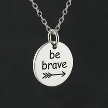 Load image into Gallery viewer, Be Brave Arrow Necklace - 925 Sterling Silver - Round Bravery Pendant Gift NEW