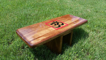 Load image into Gallery viewer, Hand Crafted Chestnut Stain Pi Meditation Bench With Hand Painted OM