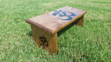 Load image into Gallery viewer, Hand Crafted Walnut Stain Meditation Bench with Hand Painted OM and OM Legs