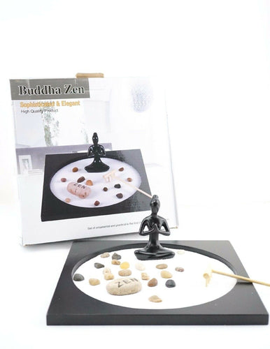 Zen Garden Kit Tabletop Decor Meditation Sand Rocks Candleholder Rake Feng Shui
