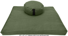 Load image into Gallery viewer, Zafu &amp; Zabuton Meditation Set, Organic Buckwheat fill, Cotton Hemp, Made in USA