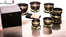 Load image into Gallery viewer, Om Mani Padme Hum Tibetan Singing Bowl Set of 7-Chakra Healing Meditation Bowls