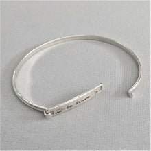 Load image into Gallery viewer, Silver Finish BE BRAVE Message Engraved Bar Brass Bangle Bracelet