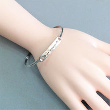 Load image into Gallery viewer, Silver Finish BE BRAVE Message Engraved Bar Brass Bangle Bracelet