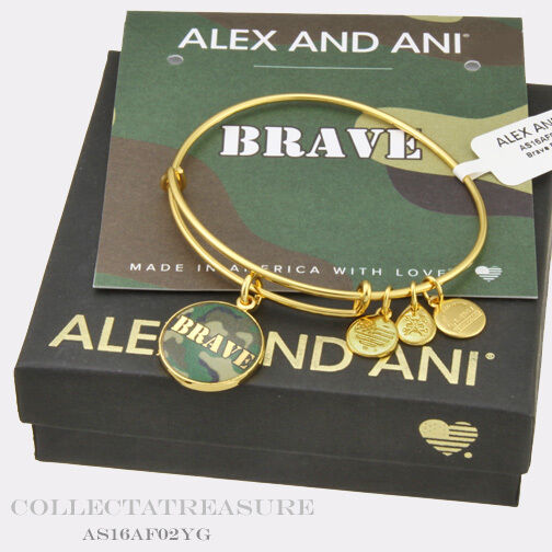 Authentic Alex and Ani Brave Yellow Gold Expandable Charm Bangle
