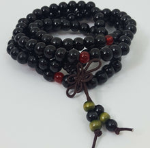 Load image into Gallery viewer, Sandalwood 108 Prayer Bead Mala Bracelet Necklace Buddhist Meditation 6mm Black