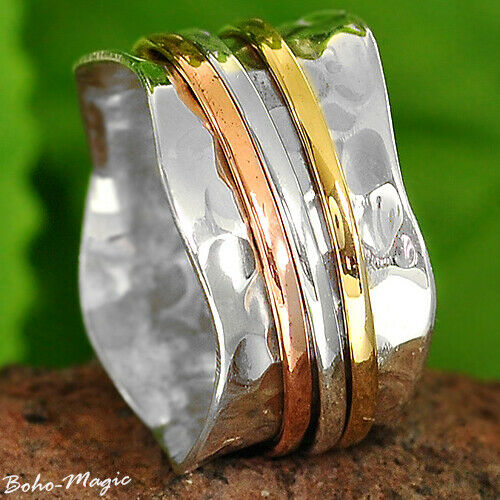 Sterling Silver 925 Spinning Ring Meditation Spin Spinner Tapping Size Boho Co2