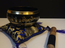 Load image into Gallery viewer, 5&quot; Tibetan Singing Bowl Black Meditation with Cushion and Mallet 3 day delivery