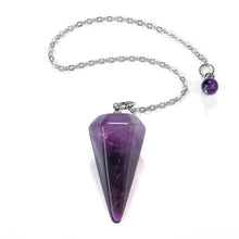Load image into Gallery viewer, 9pcs Set Heart Amethyst Crystal Pendulum Chakra Worry Stone Meditation Healing