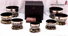 Load image into Gallery viewer, Om Mani Padme Hum Tibetan Singing Bowl Set of 7-Chakra Healing Meditation Bowls