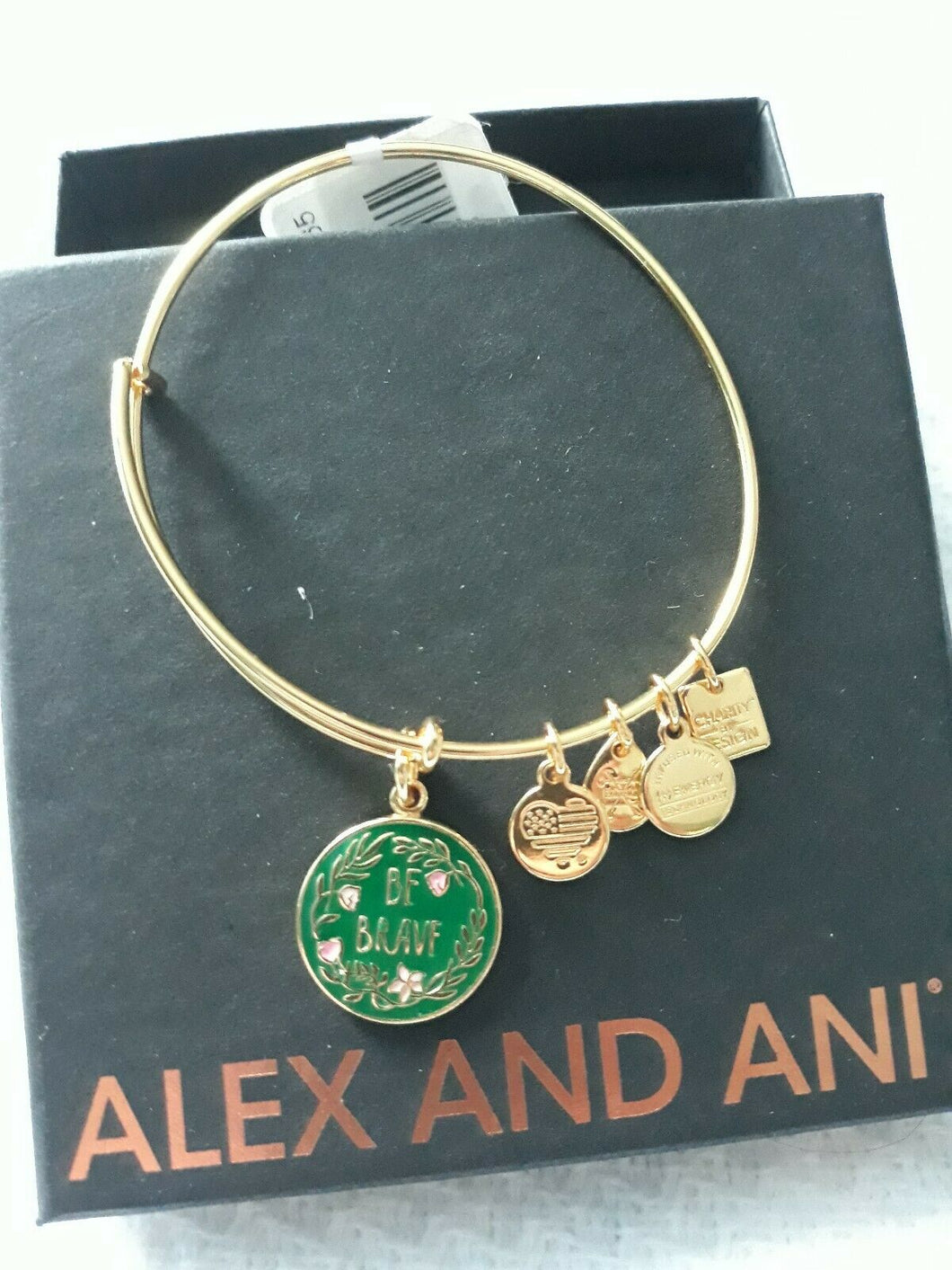Alex and Ani Shiny Gold Be Brave Charm Bangle NWT Special Olympics Charity