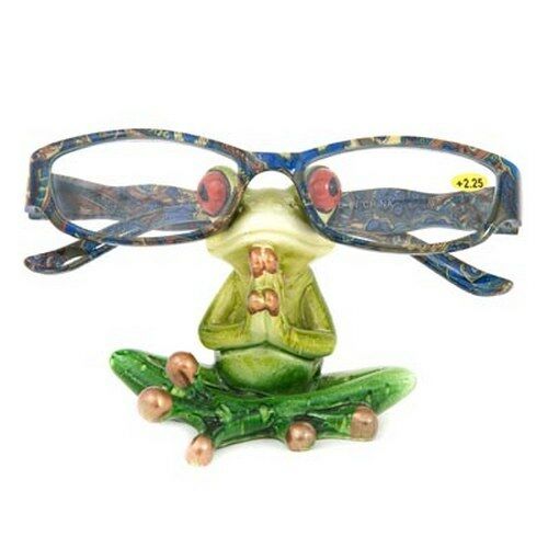 Meditating Frog Polystone Eyeglass Holder Approx 3