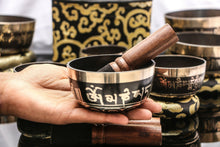Load image into Gallery viewer, Om Mani Padme Hum Tibetan Singing Bowl Set of 7-Chakra Healing Meditation Bowls
