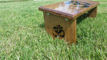 Load image into Gallery viewer, Hand Crafted Walnut Stain Meditation Bench with Hand Painted OM and OM Legs