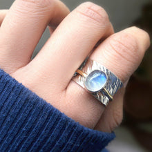 Load image into Gallery viewer, Sterling Silver 925 Moonstone Spinner Ring White Stone Band Meditation Size 7 8