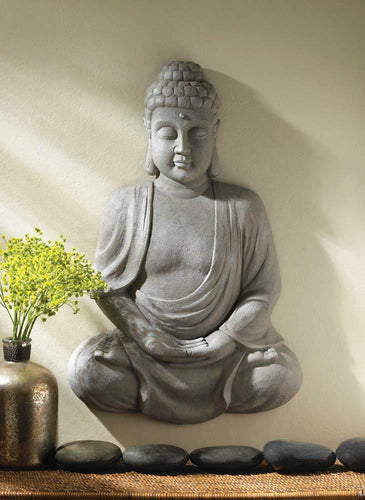 large 2' tall WALL HANGING statue wall art sculpture BUDDHA sitting Meditation