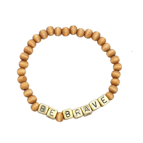 Lux Accessories Burnish Gold Be Brave Block Letters Stretch Bracelet