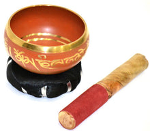 Load image into Gallery viewer, TIBETAN Meditation SINGING BOWL, MALLET &amp; CUSHION ( ORANGE ) SACRAL Chakra Yoga