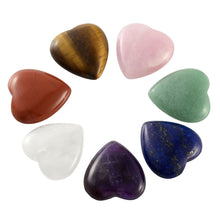 Load image into Gallery viewer, 9pcs Set Heart Amethyst Crystal Pendulum Chakra Worry Stone Meditation Healing