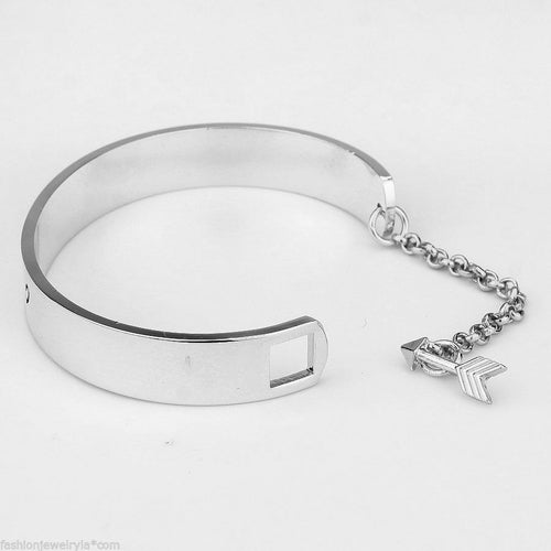 Be Brave and Keep Going Cuff Bracelet SILVER Arrow Clasp Inspirational Message