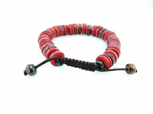 Red Embedded Yak Bone Medicine Healing Wrist Mala Bracelet for Meditation