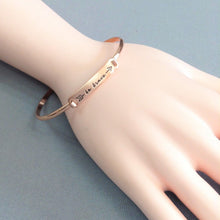 Load image into Gallery viewer, Rose Gold Finish BE BRAVE Message Engraved Bar Brass Bangle Bracelet