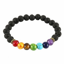 Load image into Gallery viewer, 7 Chakra Healing Bracelet Handmade Volcanic Lava Stone Mala Meditation Beads