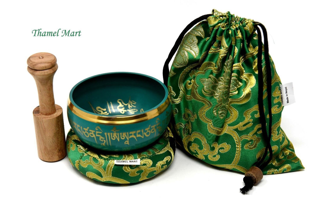 4 Inch Tibetan Meditation Yoga Singing Bowl Set with MalletCushion and carry bag