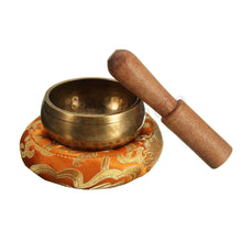 Load image into Gallery viewer, Tibetan Meditation Yoga Singing Bowl Handmade Brass Handmade Cushion + Mahogany