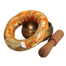 Load image into Gallery viewer, Tibetan Meditation Yoga Singing Bowl Handmade Brass Handmade Cushion + Mahogany