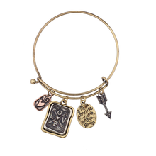Load image into Gallery viewer, Lux Accessories Be Brave and Keep Going Inspirational Charm Bangle Bracelet