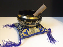 Load image into Gallery viewer, 5&quot; Tibetan Singing Bowl Black Meditation with Cushion and Mallet 3 day delivery